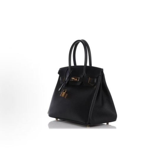 HERMES Birkin 30 Gold buckle platinum handbag 30 Women\'s Edition 89 Noir Black